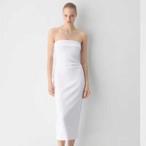 Babaton Strapless White Midi Dress